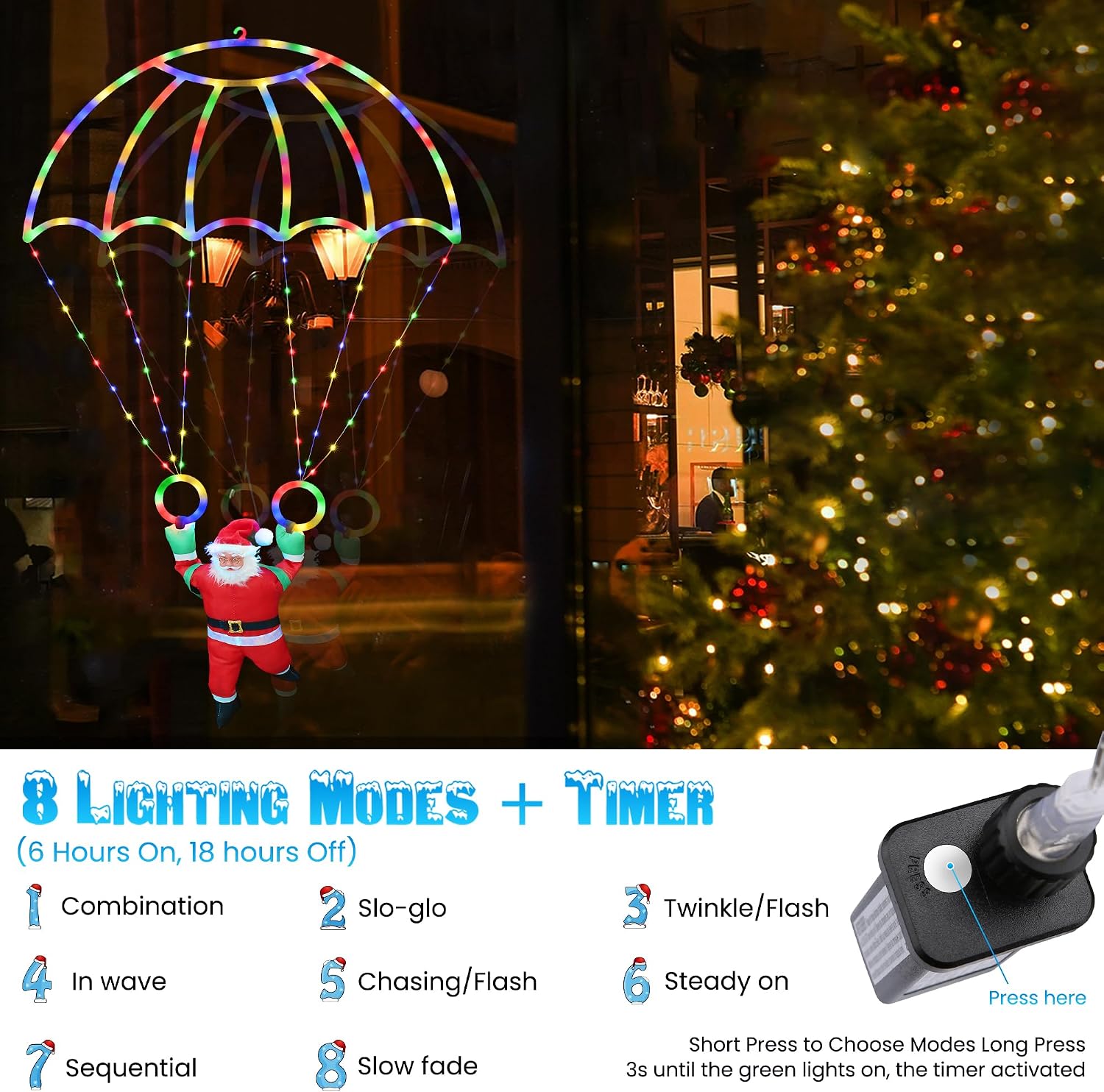 Detalle 2 de Toodour Christmas Parachute Lights 2.8 ft