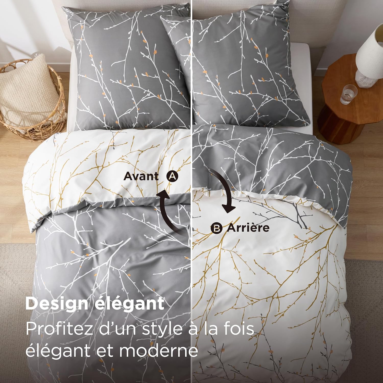 Detalle de Bedsure Housse 220x240 cm Parure Réversible