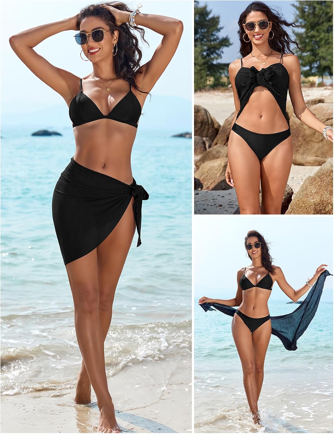 Detalle de Tuopuda Pareo Donna Mare Elegante – Copricostume corto per spiaggia e vacanze