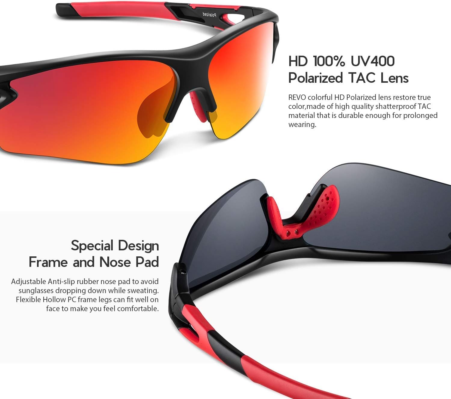 Thumbnail 3 de BEACOOL Polarized Sports Sunglasses – UV400, TAC Lens, Rimless Frame