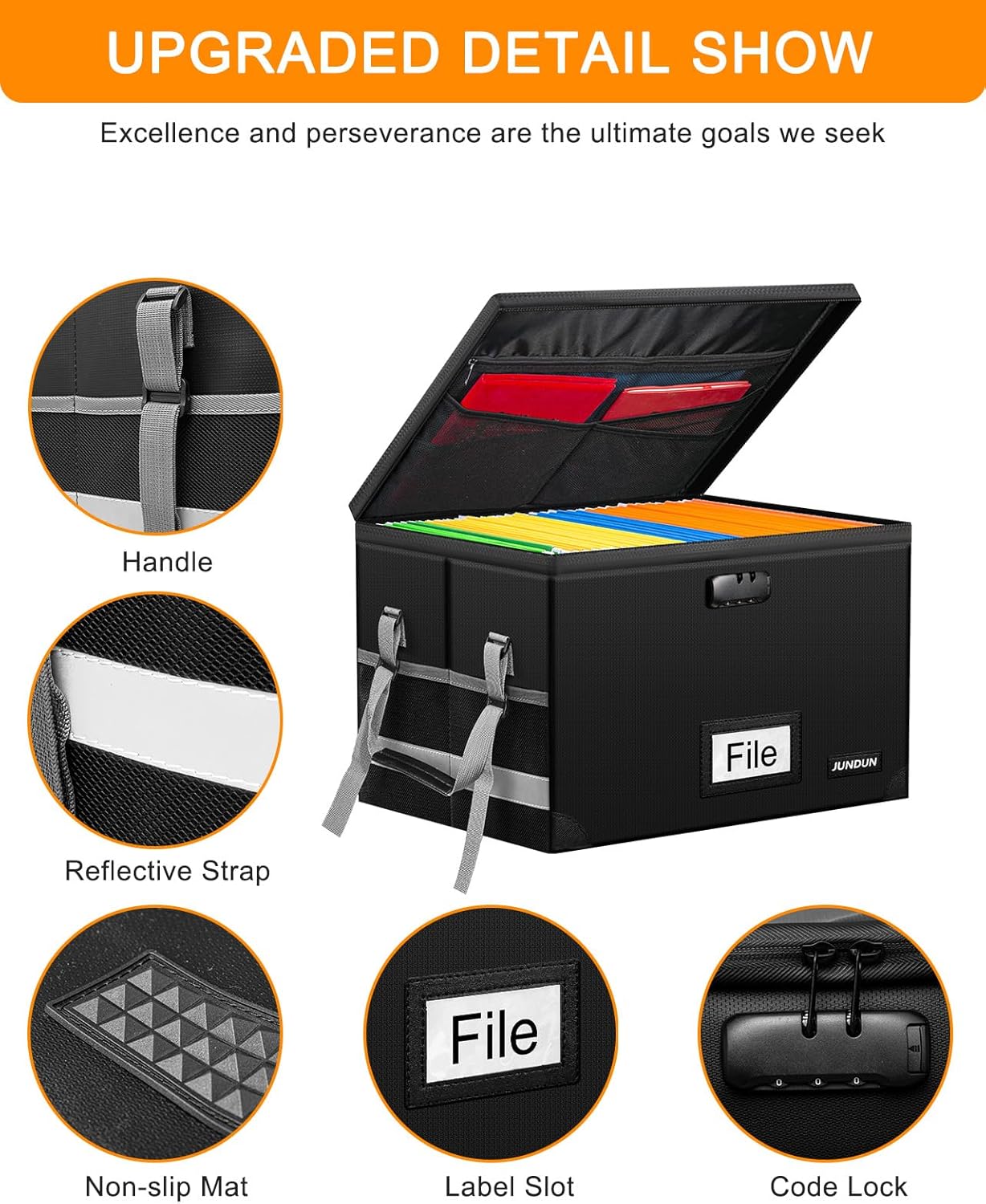 Thumbnail 3 de JUNDUN File Box fireproof A4 organiser with lock