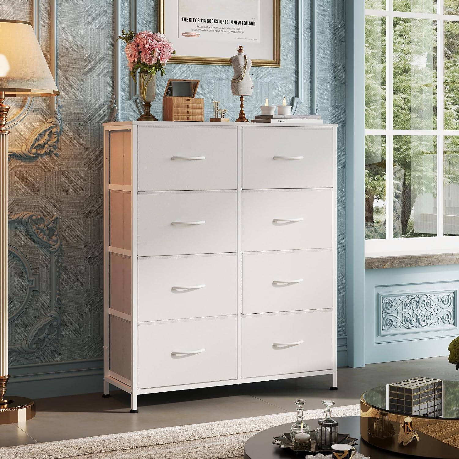 Thumbnail 1 de WLIVE Fabric Dresser for Bedroom: 8-Drawer Tall Dresser with Fabric Bins in White