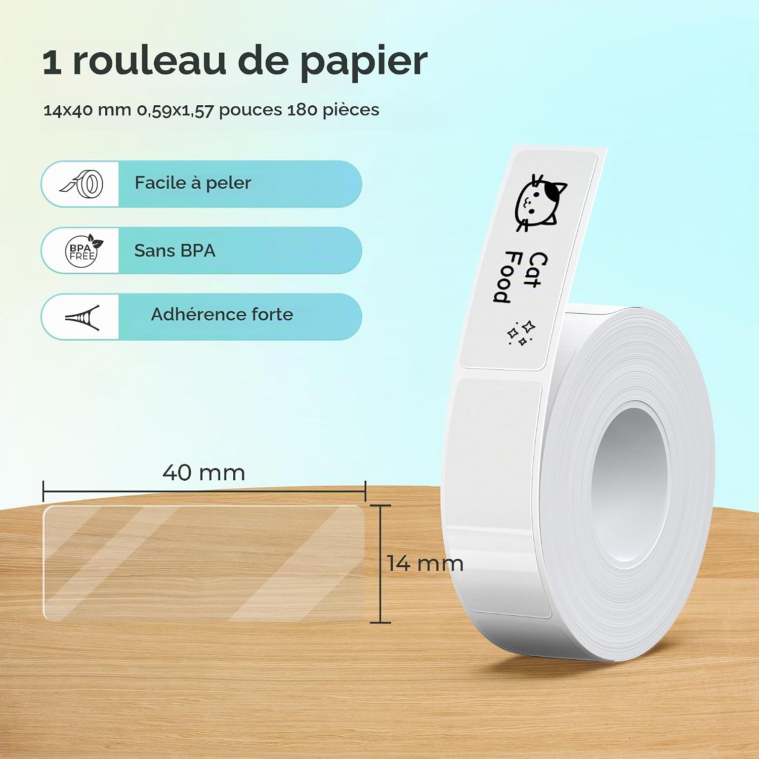 Thumbnail 1 de Nelko TP15x40-R labeltape voor P21, gelamineerd, 180 etiketten per rol
