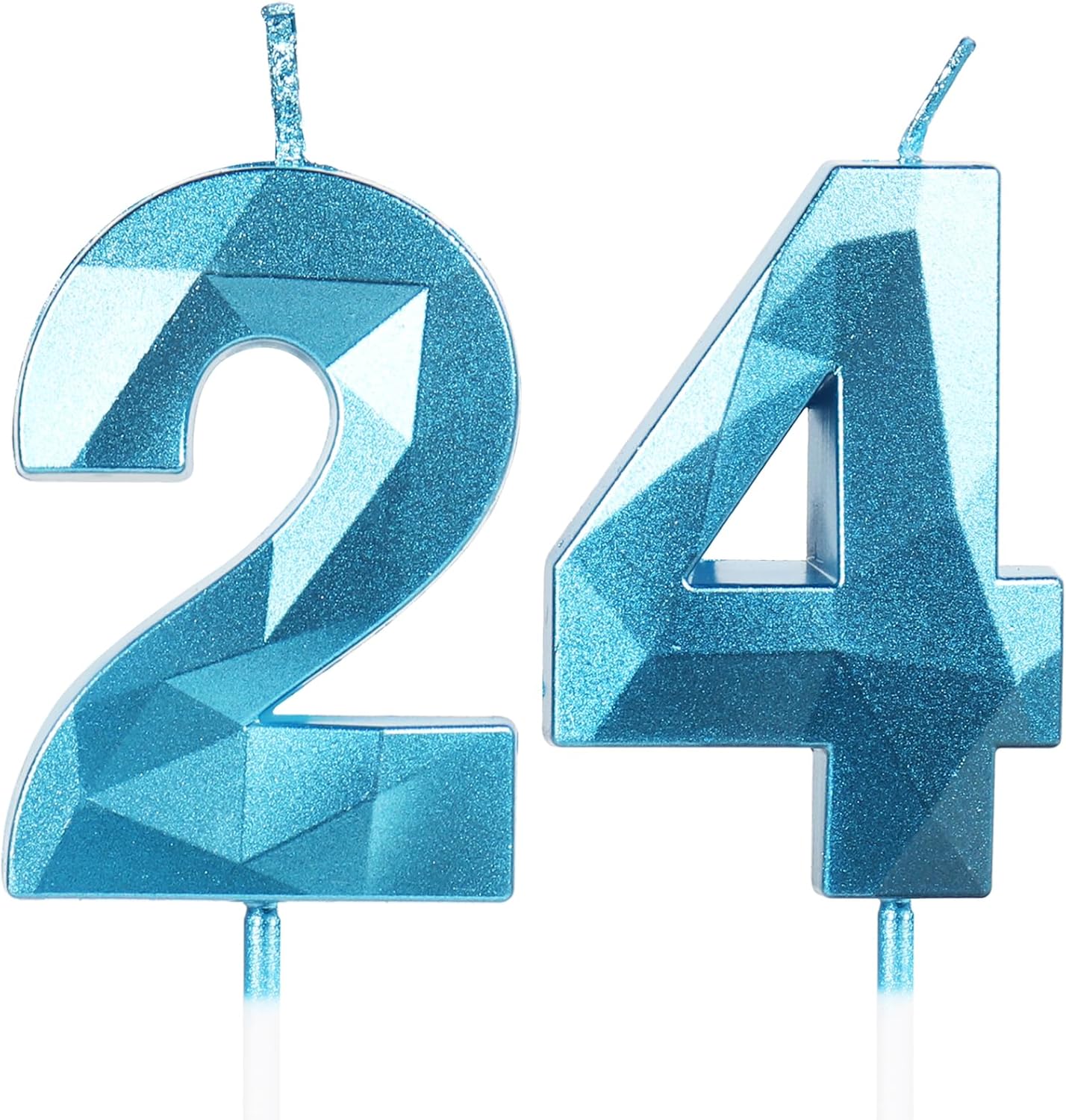 Detalle de Yiran Sky Blue 24th Birthday Candles – Number 24 Happy Birthday Topper