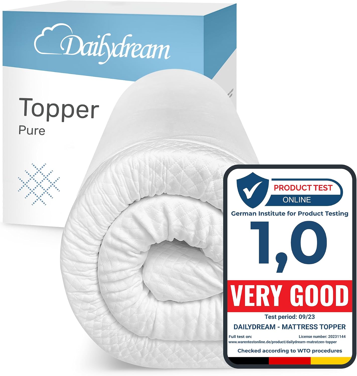 Detalle de Dailydream Pure Model S Mattress Topper, 140 x 200 cm Memory Foam, 3.5 cm