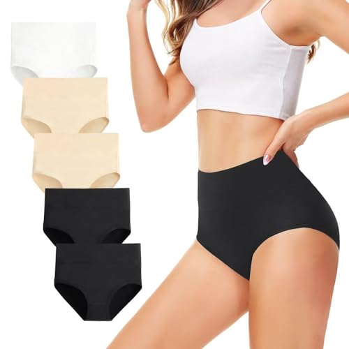 Detalle de TUUHAW High Waisted C Section Underwear for Women – Cotton, 5 Pack