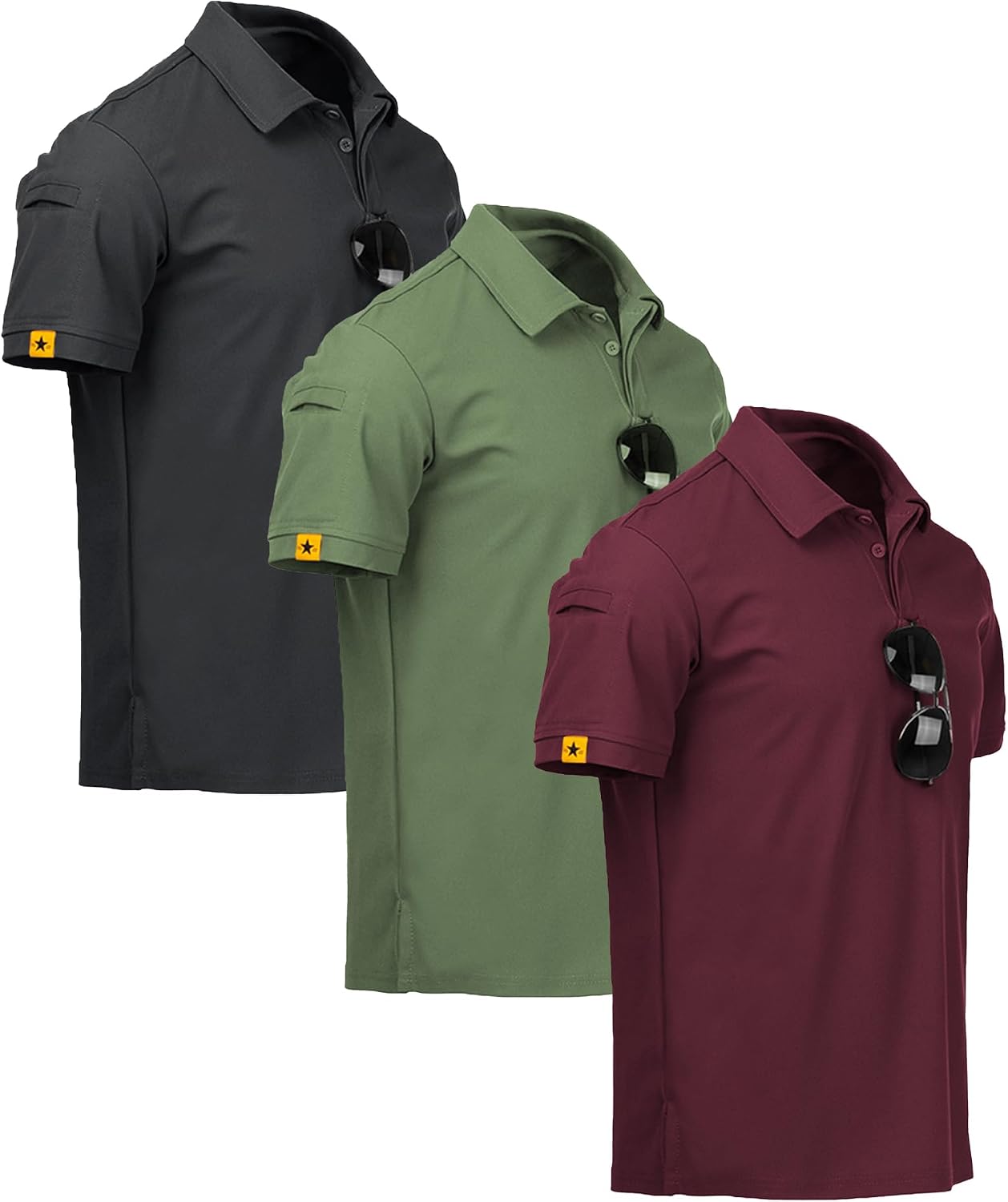 Detalle de ZITY 3-Pack: Men's Polo Shirt – Short Sleeve, Lightweight and Breathable