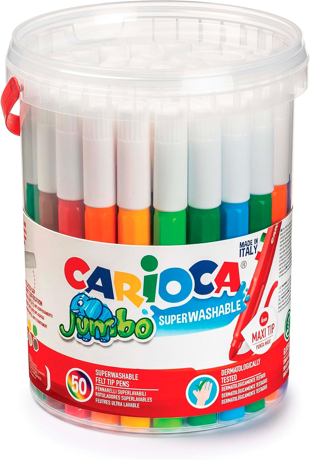 Detalle de Carioca Jumbo | Pennarelli Lavabili per Bambini in Barattolo con Maniglia, 50 Colori
