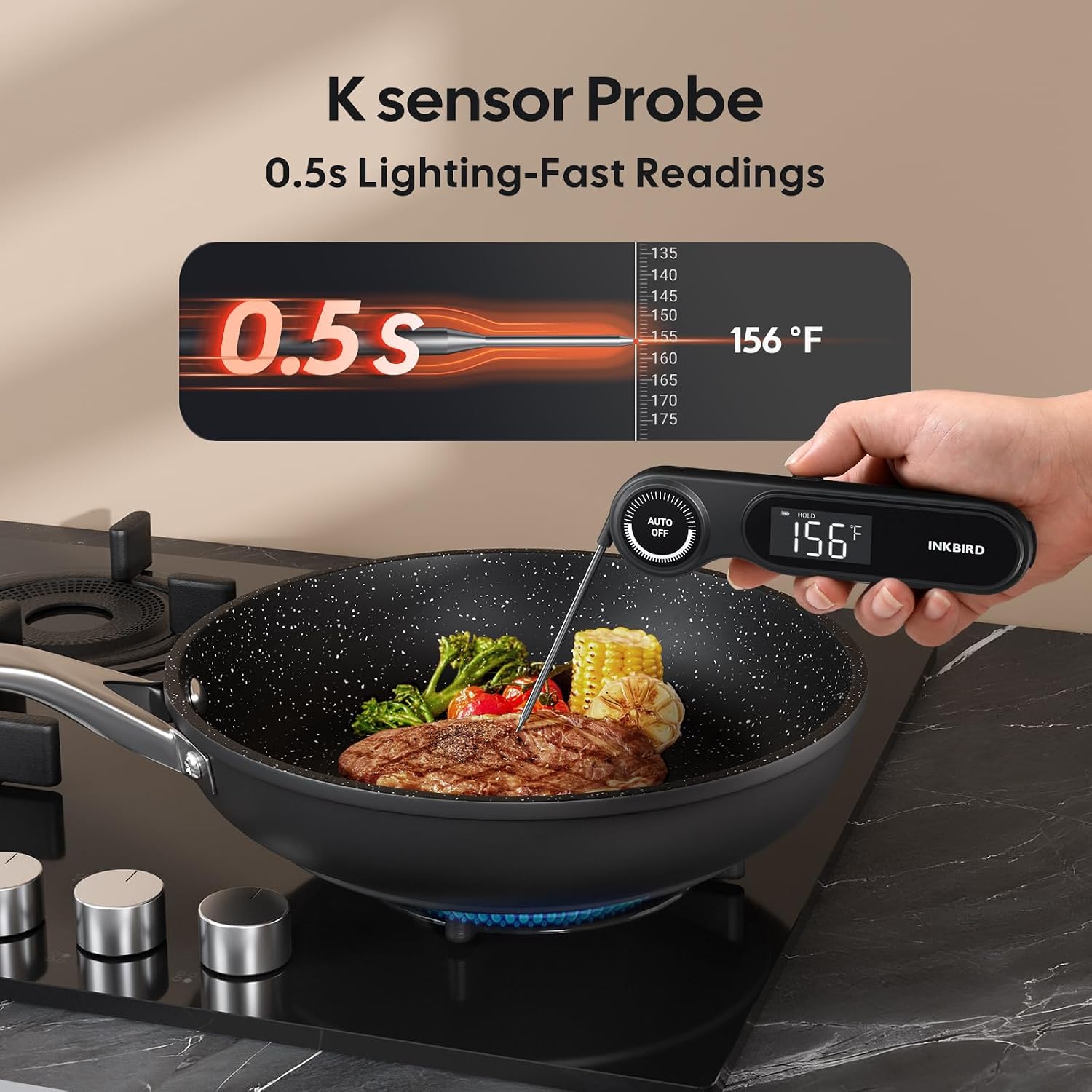 Detalle 2 de Inkbird Rechargeable Instant-Read Meat Thermometer, 0.5-Second Readings