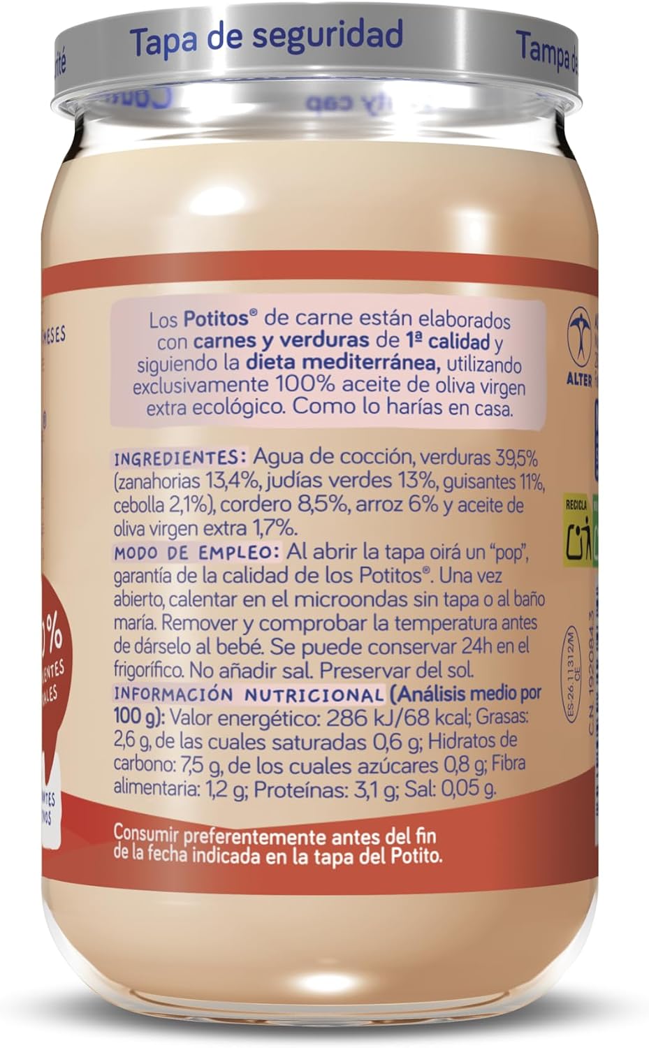 Detalle 2 de Nutribén Potitos Menestra de Cordero 6x235g