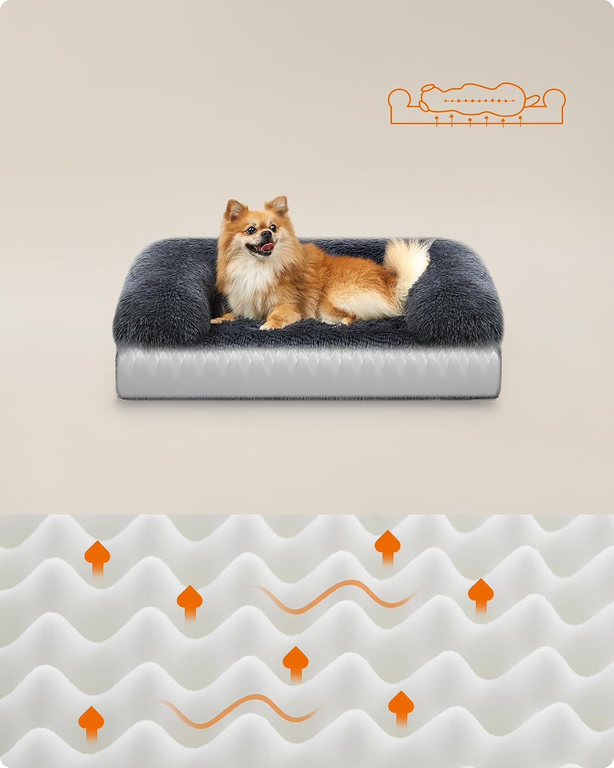 Detalle de FEANDREA PGW231G01 Orthopaedic Dog Bed with Egg-Crate Foam and Removable Cover
