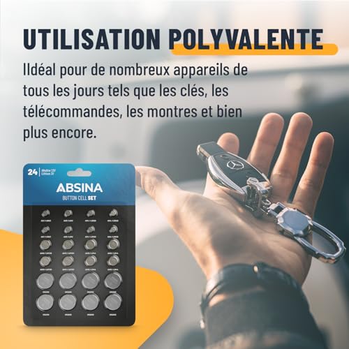 Thumbnail 1 de ABSINA Assortiment Pile Bouton Alcalines & Lithium 1,5V & 3V étanches – Ensemble fiable pour petits appareils