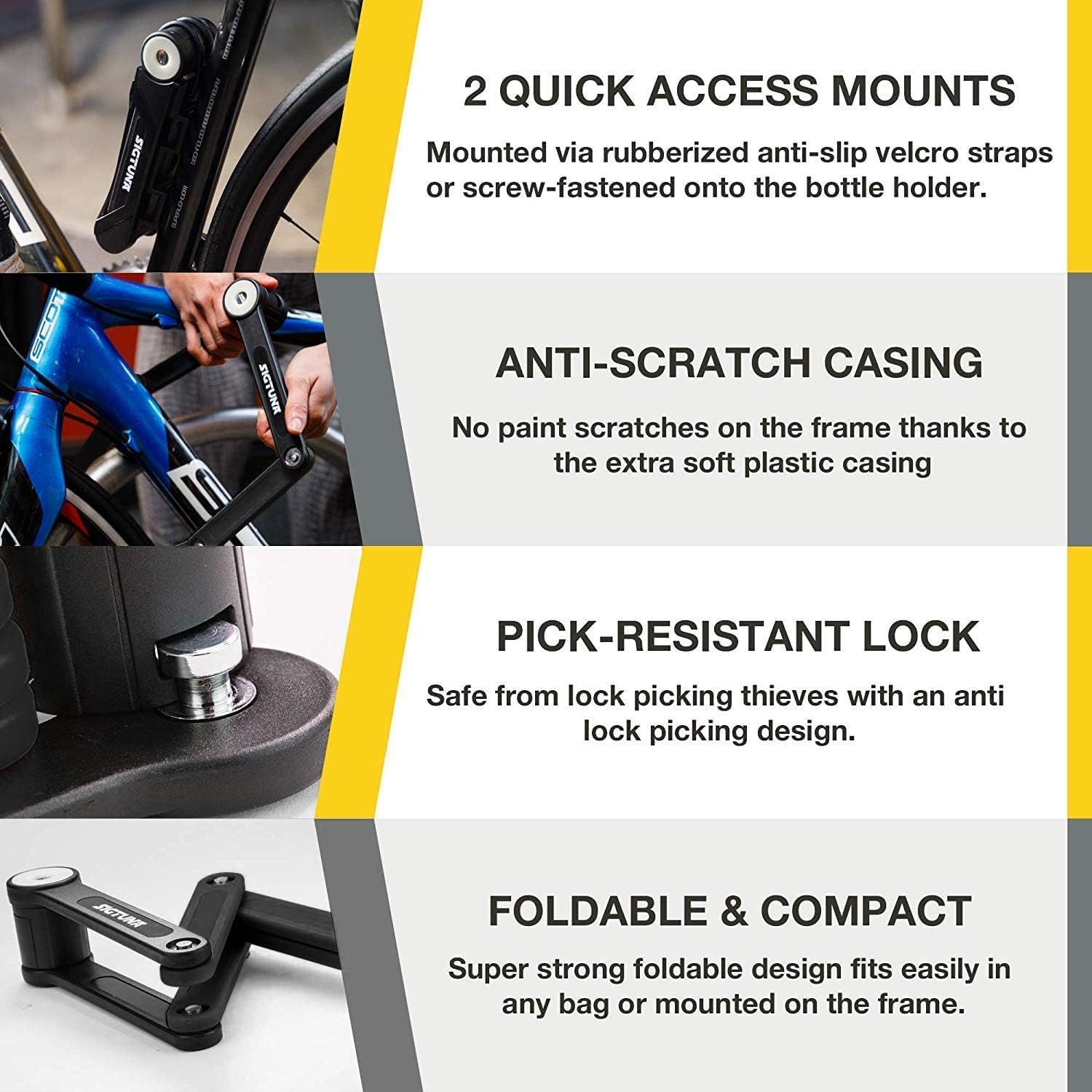 Detalle 1 de SIGTUNA Bicycle Lock - Bicycle Lock for Road Bike, Mountain Bike, E-Bike, Folding Bike with Bracket
SIGTUNA Bicycle Lock - Bicycle Lock for Road Bike…