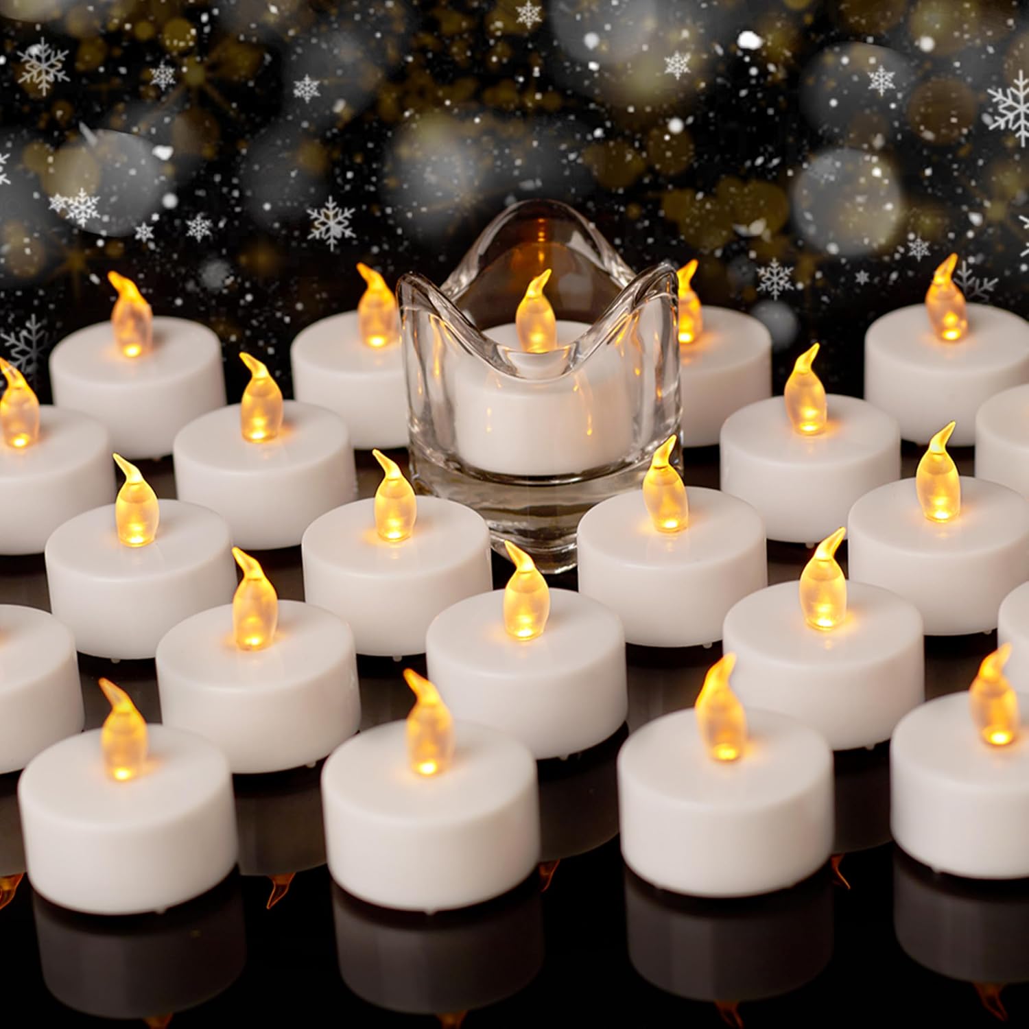 Detalle de Auralome Battery Flickering Tea Lights 100-Pack