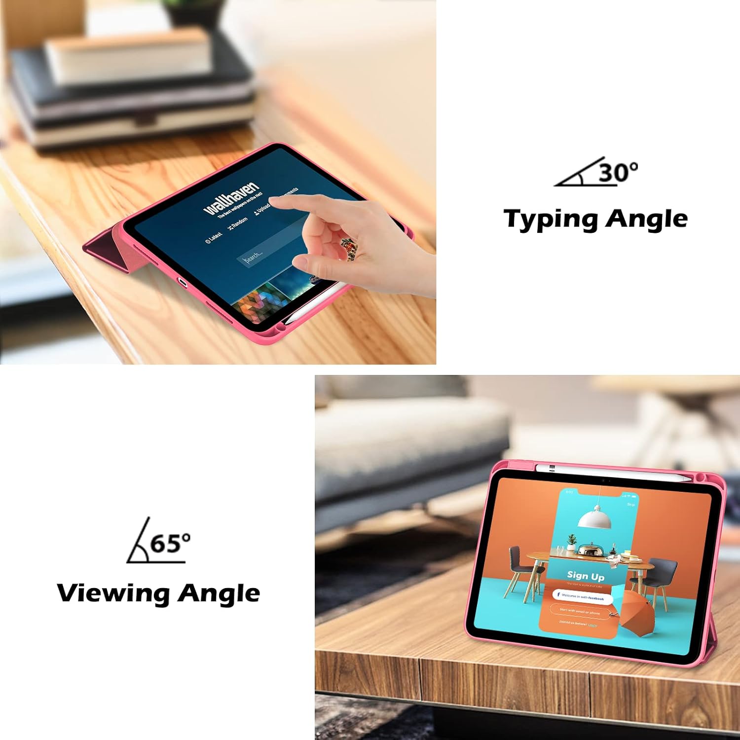 Thumbnail 5 de ProCase Schutzhülle für iPad 11 Zoll (A16, 2025) & iPad 10. Gen 10,9 Zoll (2022) mit Stifthalter, Smart Case – Rosa