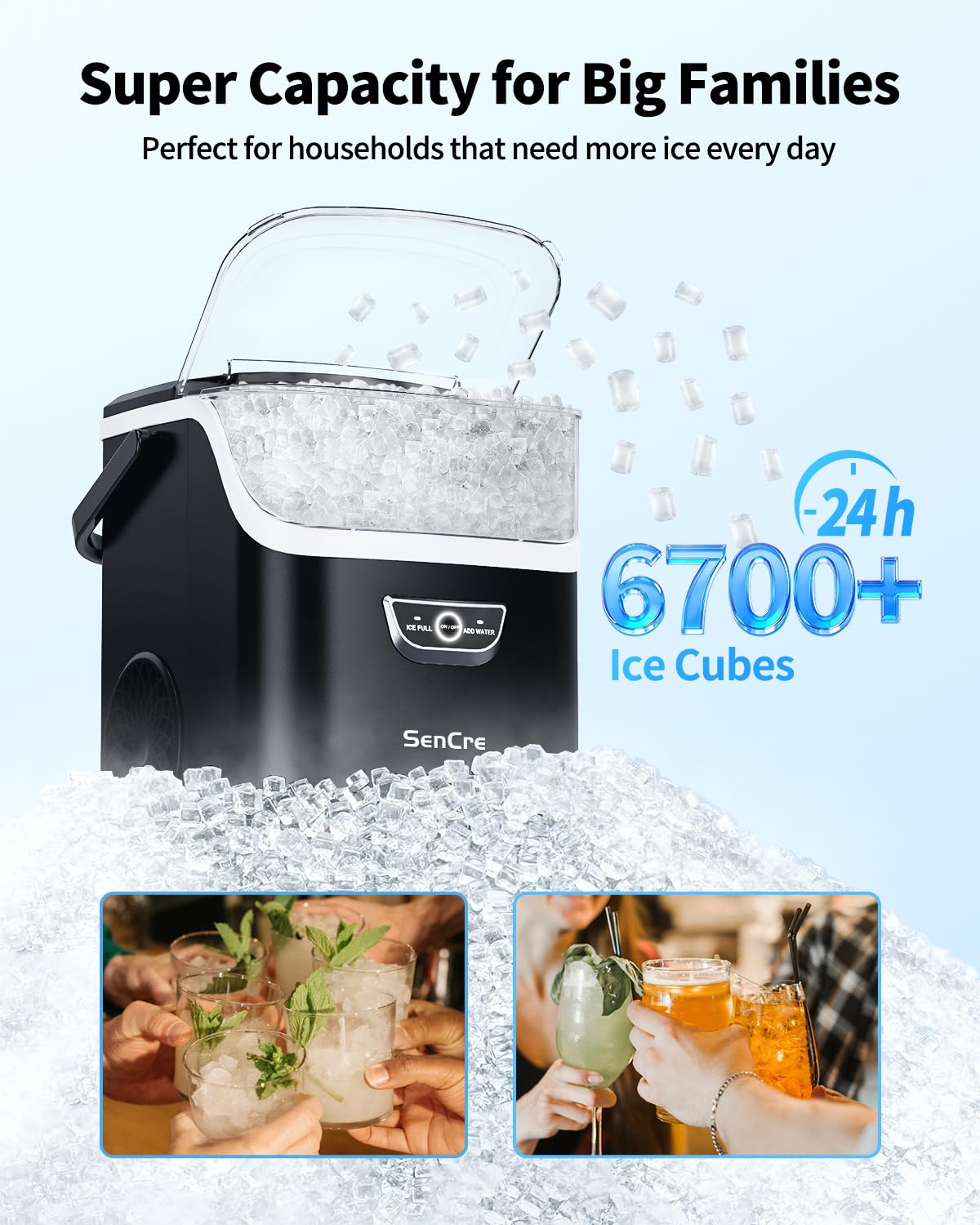 Detalle de SenCre Nugget Ice Maker, 40 lb Daily Capacity