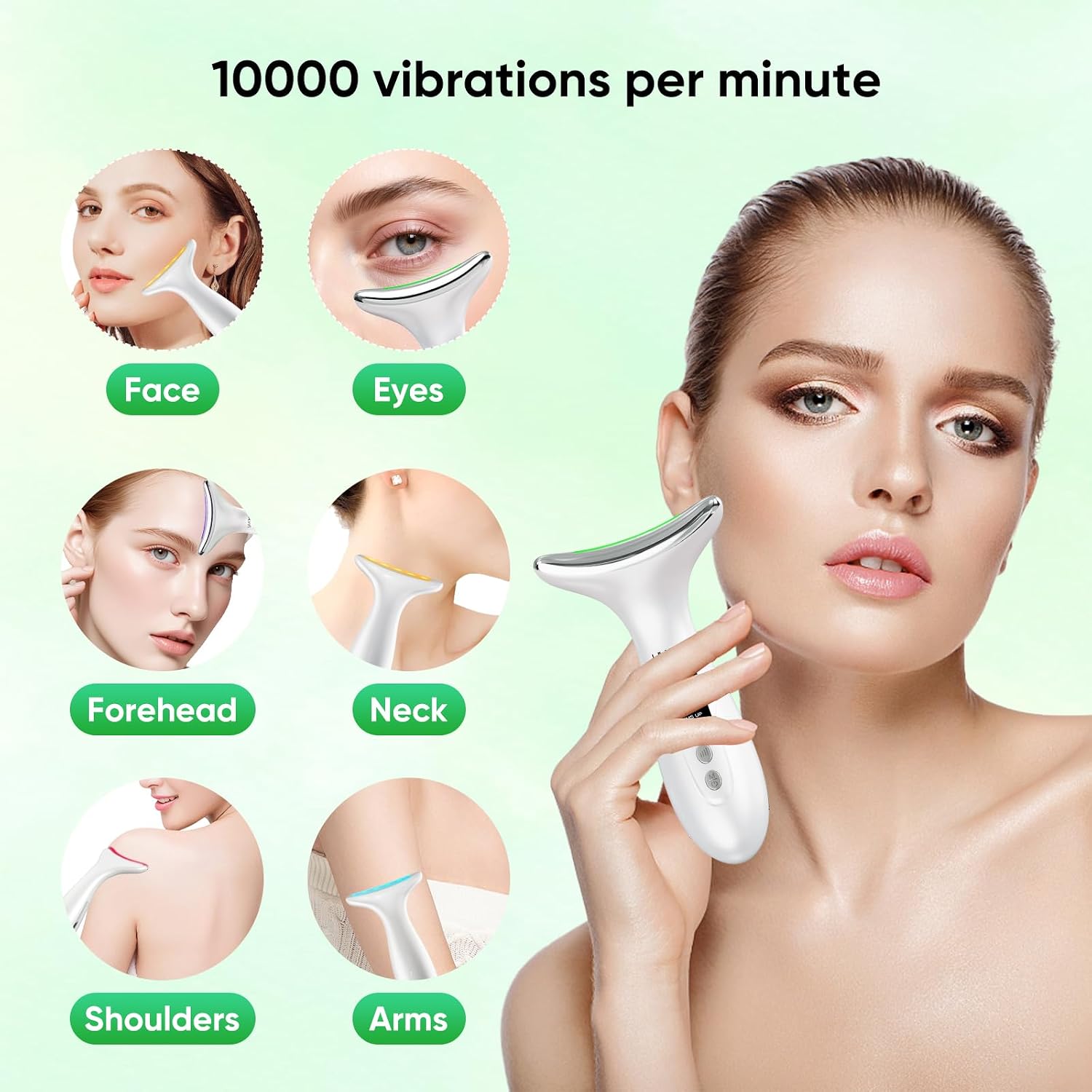 Detalle de Face Massager Facial Device Lift: 6-Mode Skin Tightening with 7-Colour LED and 45°C Heat