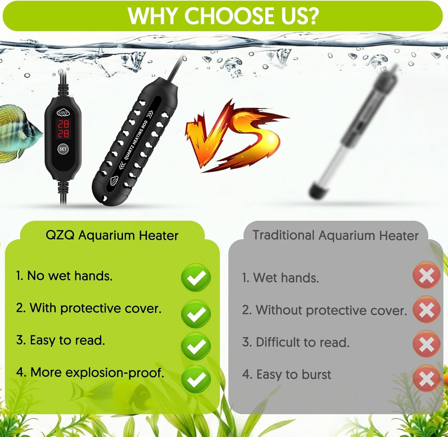 Thumbnail 6 de QZQ Fish Tank Heater Submersible Aquarium Heater with External Thermostat (50W)