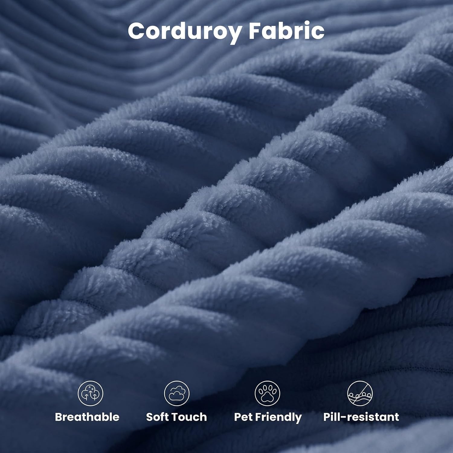 Thumbnail 4 de JUIKURY wzsfc-blue-queen Folding Sofa Bed, Blue Corduroy Convertible Chair
