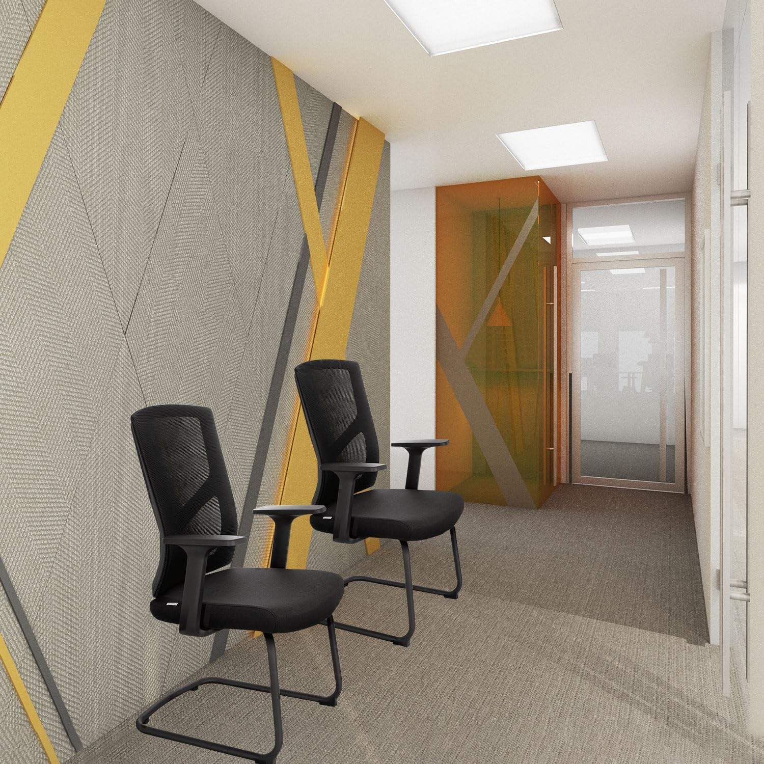 Thumbnail 1 de HJH Office 751003 sedia visitatore BRETON V B: cantilever, tessuto nero, braccioli