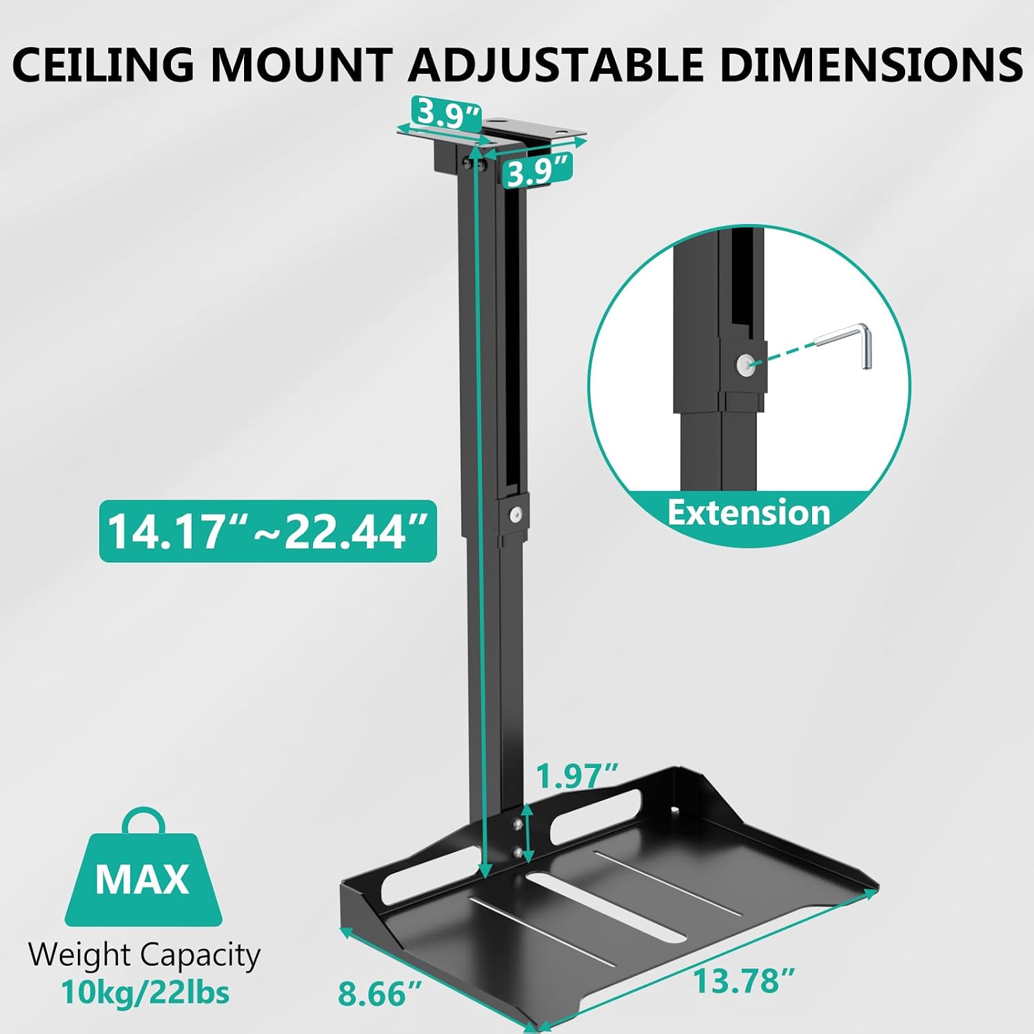Detalle de WALI Projector Mount Tray 22lbs adjustable