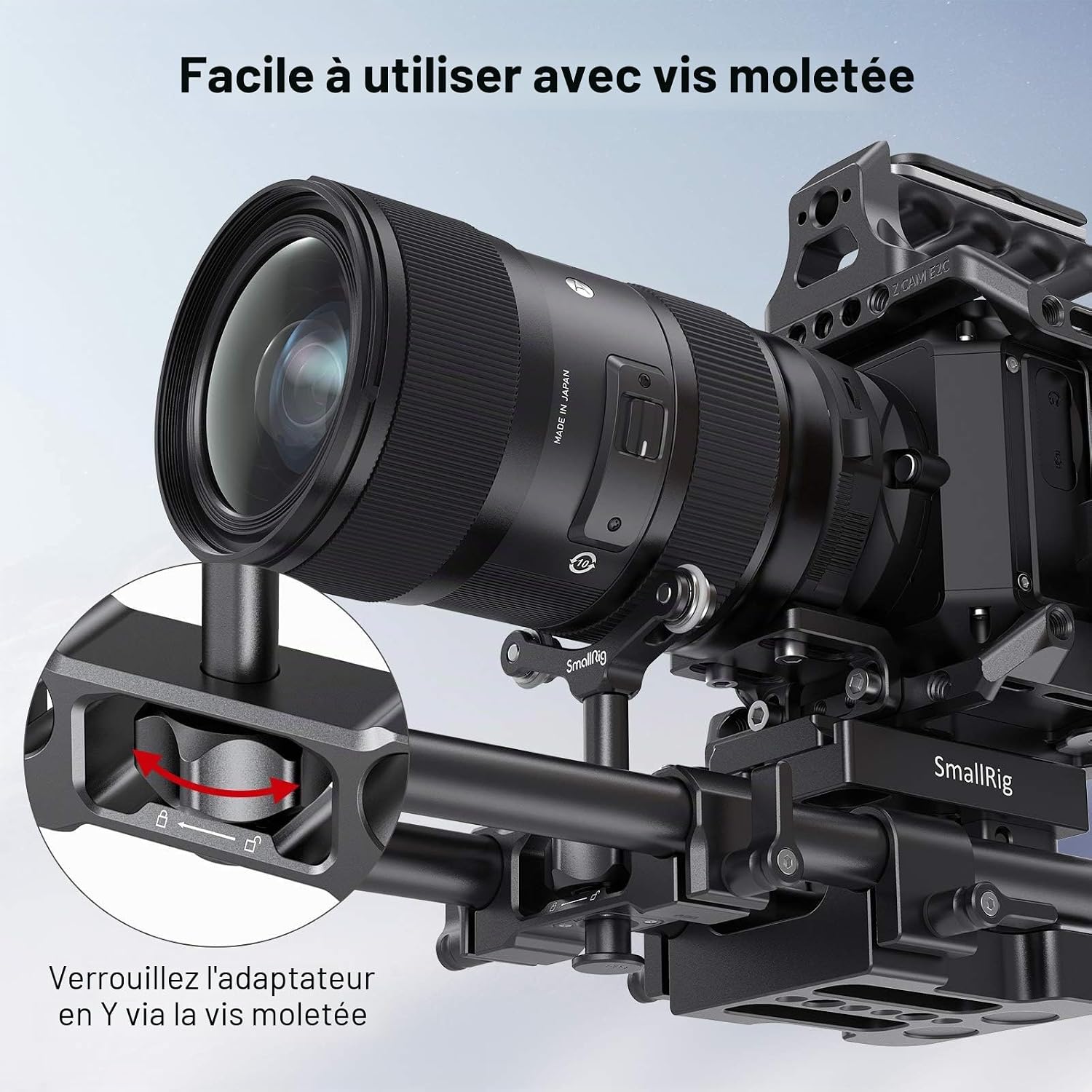 Detalle de SmallRig 2727: Support d’objectif 15 mm pour Ø73–108 mm (2 kg) – stabilité et réglages