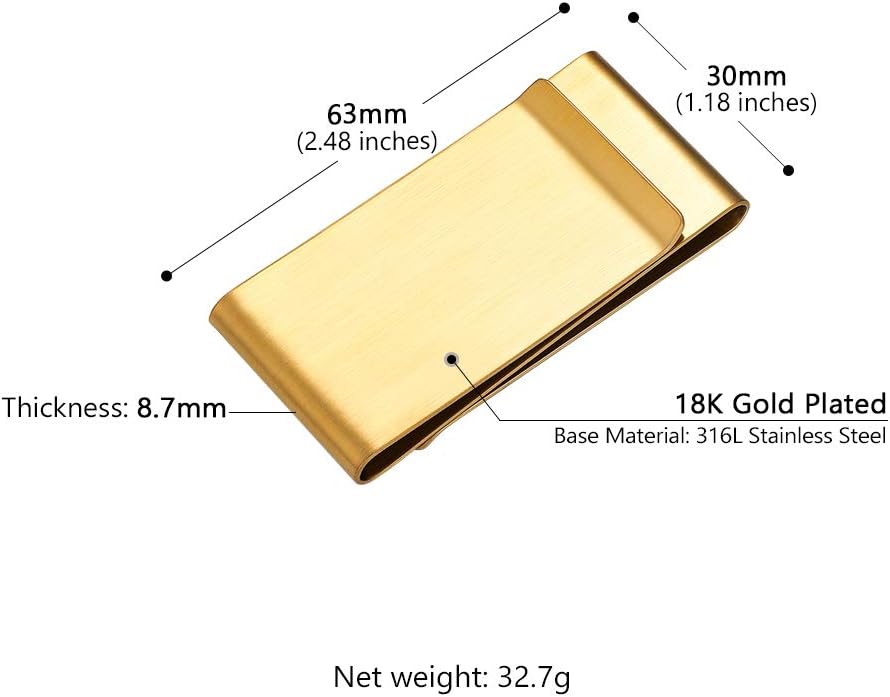 Thumbnail 3 de PROSTEEL Fermasoldi uomo double-sided classico in acciaio inox 316L placcato oro 18K
