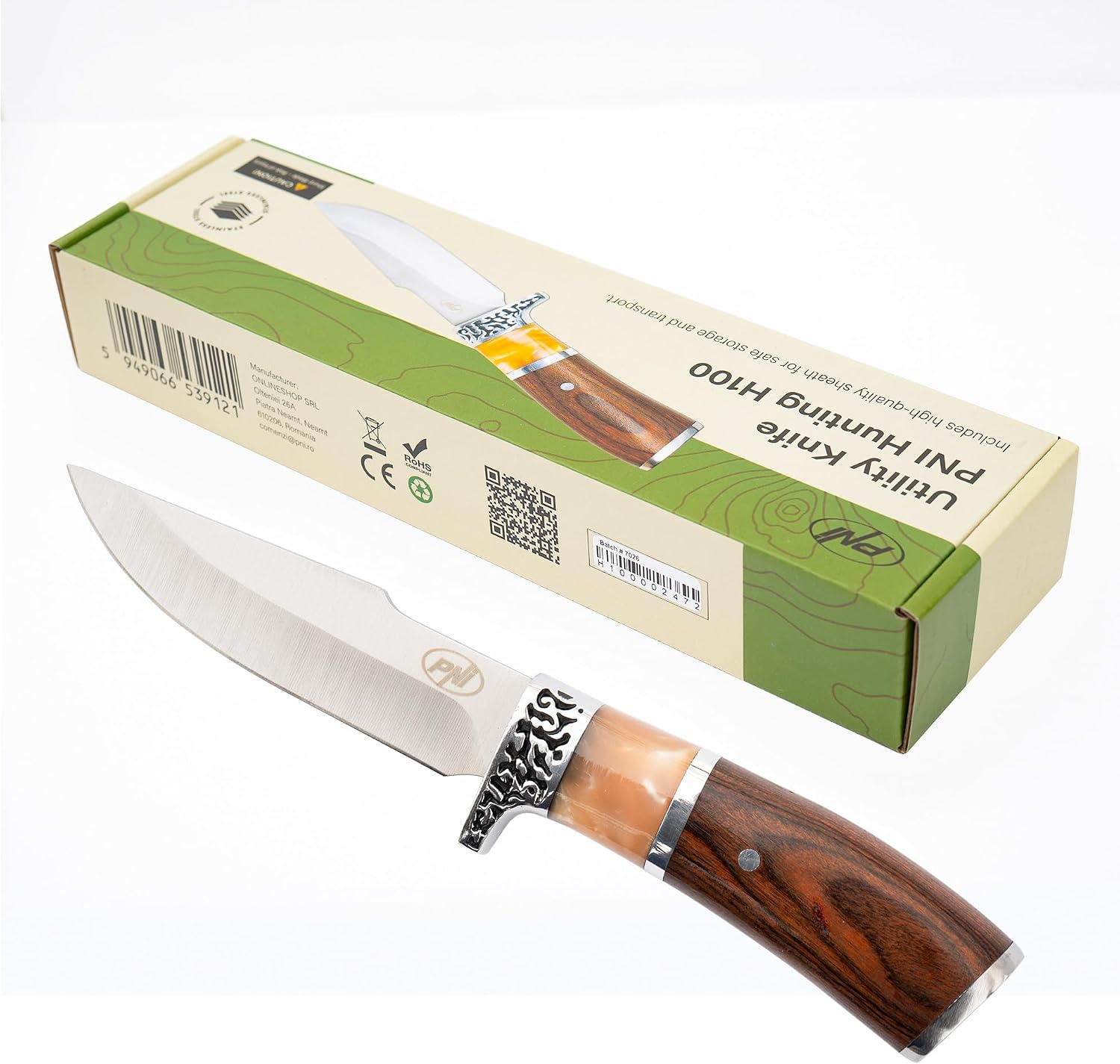 Detalle 2 de PNI Hunting H100 (PNI-H100) jachtmes met 110 mm lemmet en schede