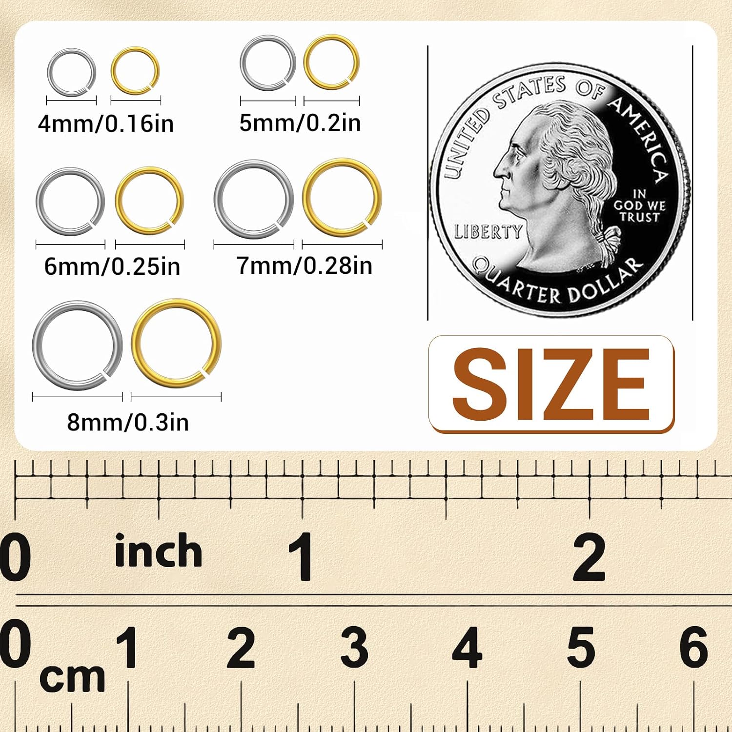 Detalle de Qulltk A-Silver&Gold Jump Rings Kit, 4,600 Pieces in Five Sizes