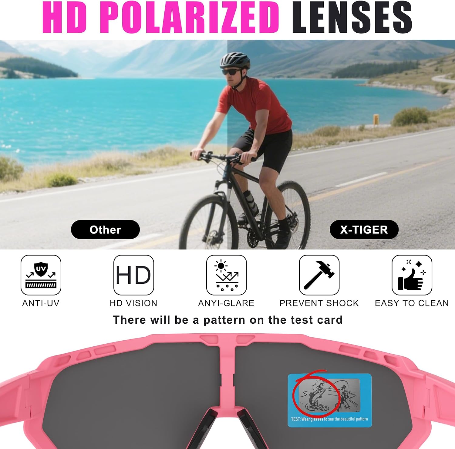 Thumbnail 2 de X-TIGER Occhiali da Ciclismo con 5 Lenti Intercambiabili – TR90, 19.2 g