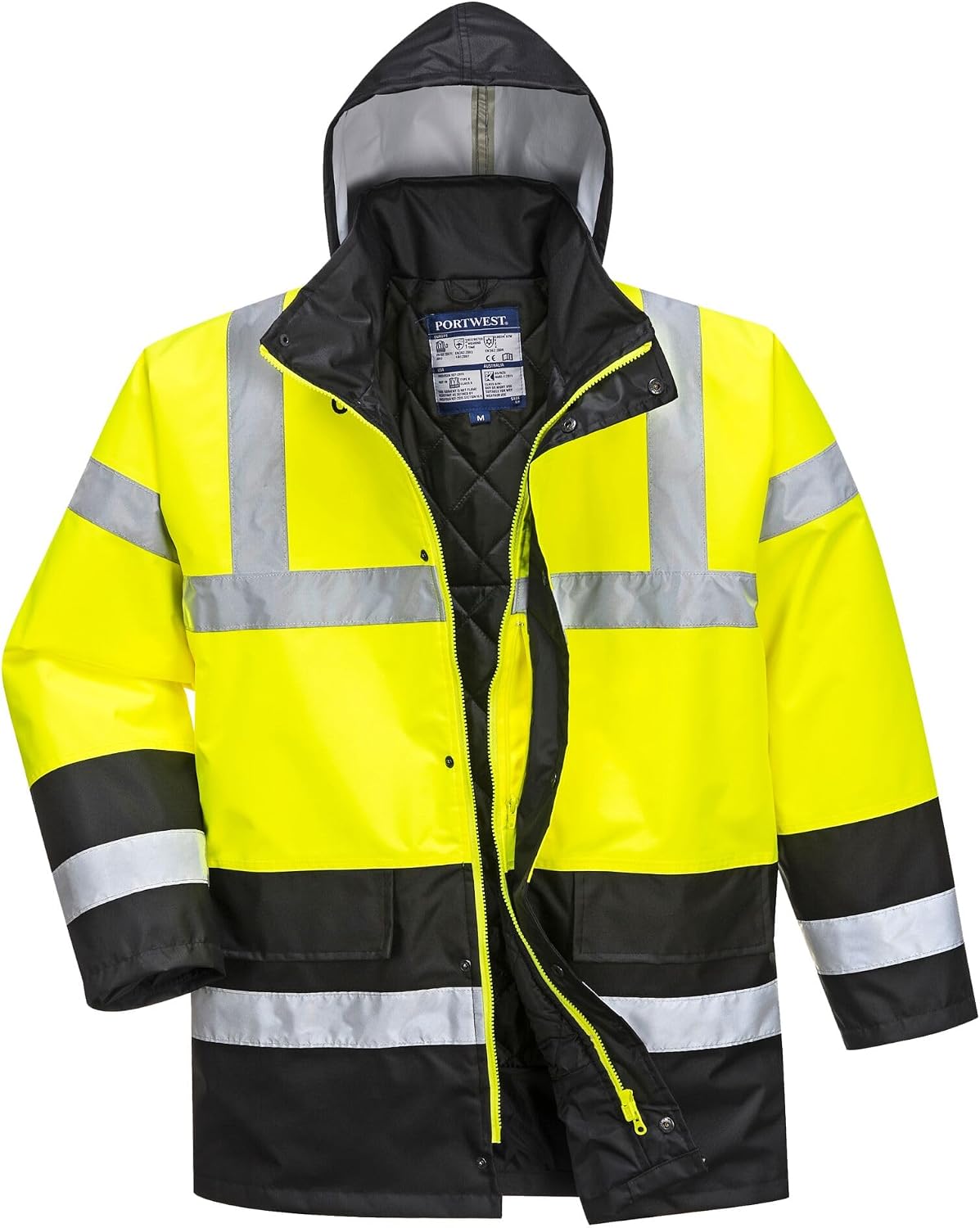 Detalle de Parka bicolore Portwest Parka Bicolore Traffic S466YBRM Jaune/Noir (EN ISO 20471, jusqu’à -40 °C)