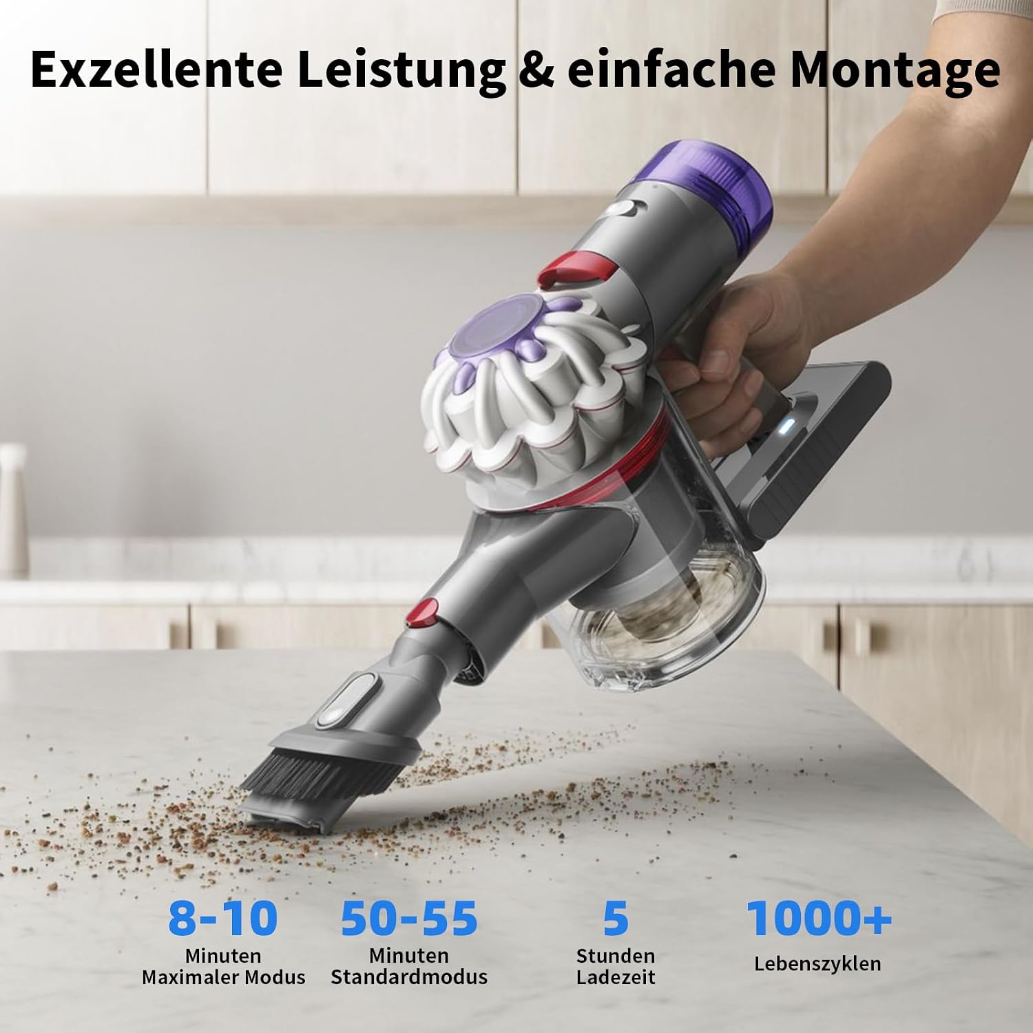 Detalle 2 de 6000mAh Ersatzakku für Dyson V8 SV10 Staubsauger – kompatibel mit Animal, Absolute, Motorhead, Fluffy