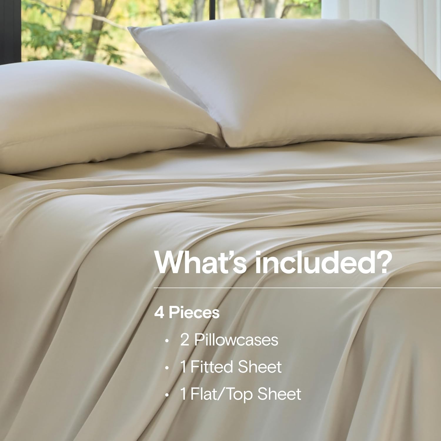 Thumbnail 1 de DOZ Sheet Set: 100% Bamboo Viscose, Organic, Cooling, 16" Deep Pockets – Queen Sand