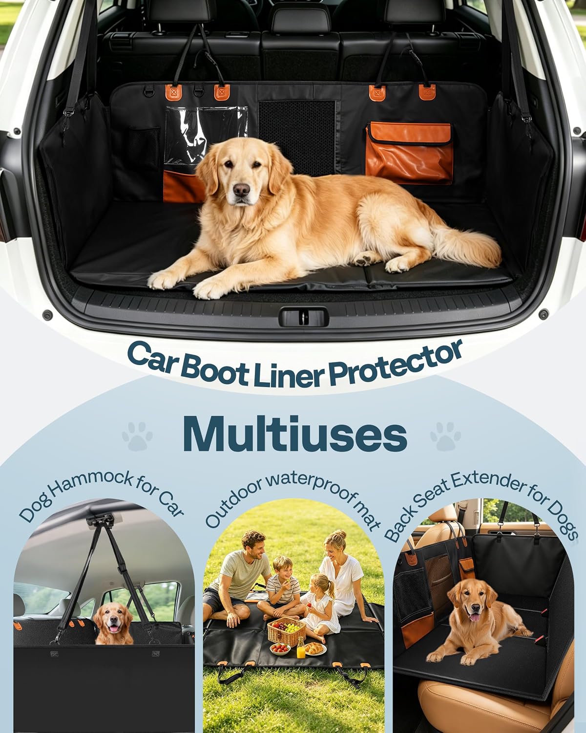 Thumbnail 6 de MellowMates Dog Car Seat Cover: Hard Bottom Hammock for Large Pets
