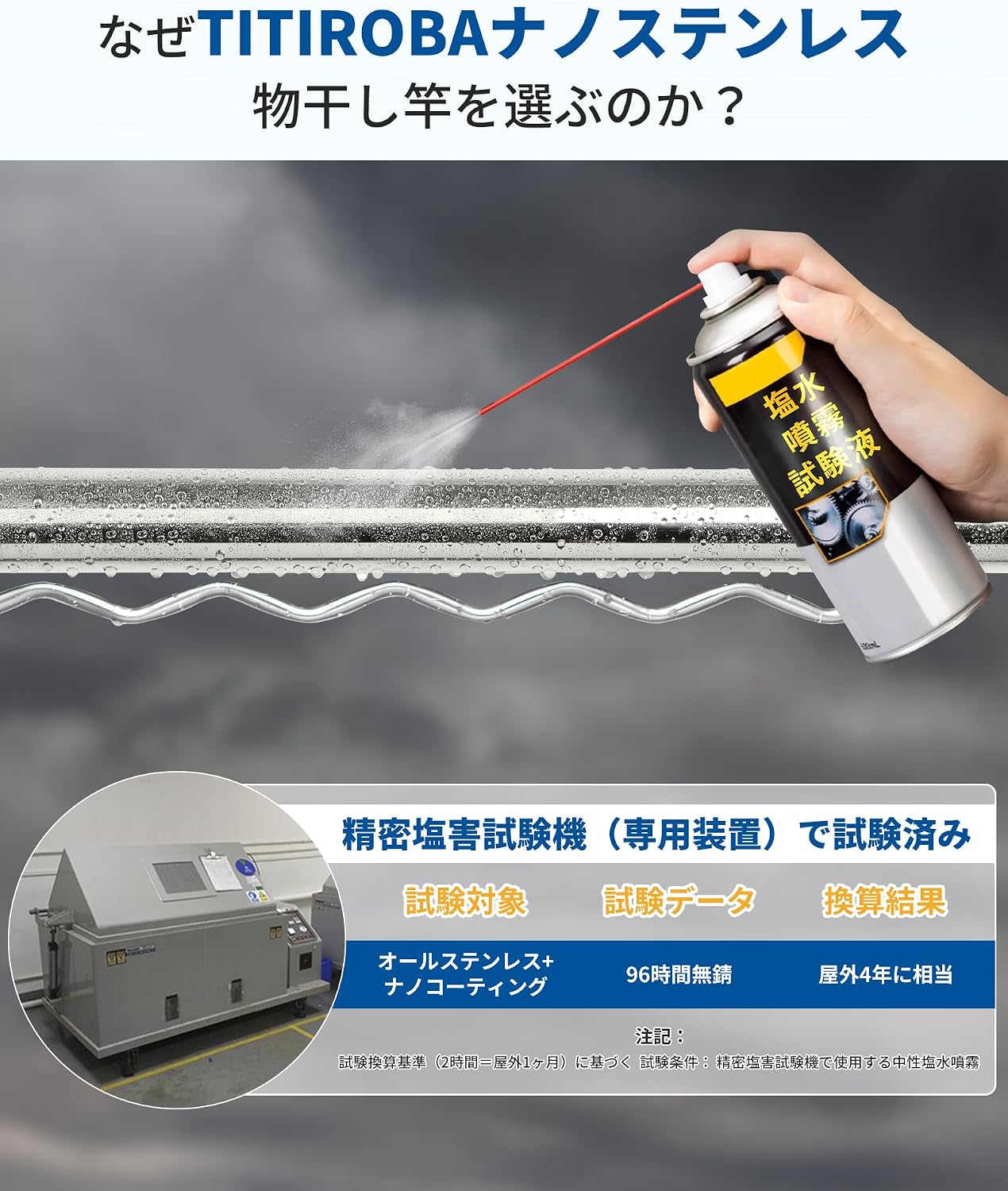 Detalle 2 de チチロバ 24CB050 伸縮式物干し竿 ハンガー掛け付き ステンレス製・直径29.4mm・耐荷重20kg