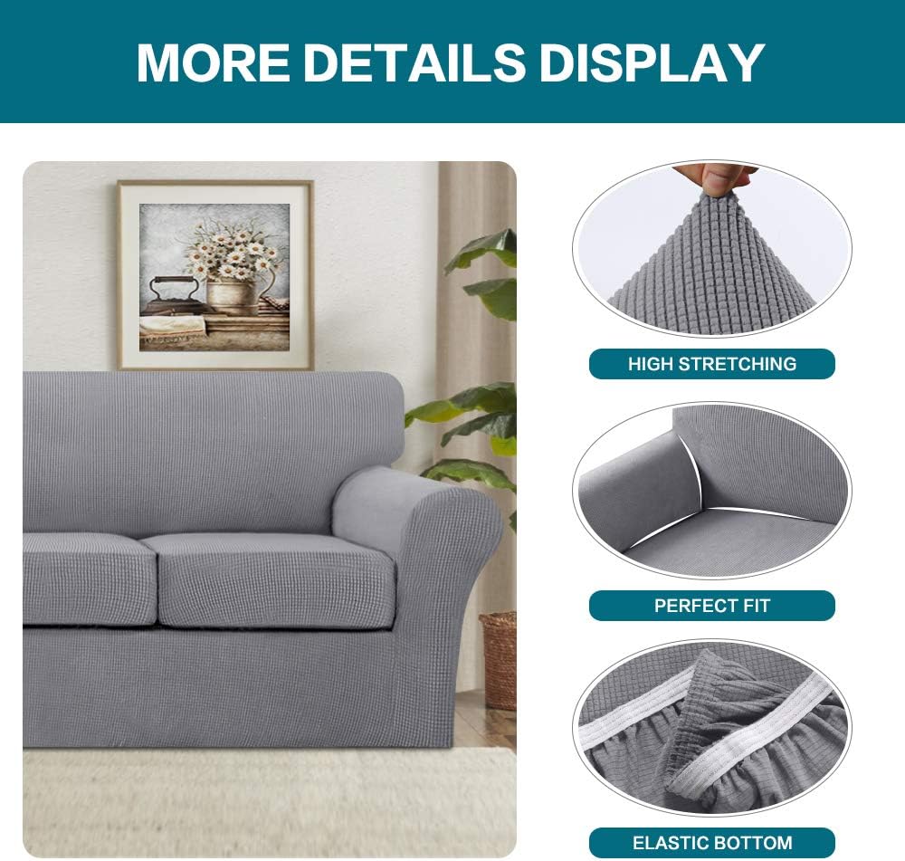 Thumbnail 3 de Turquoize 3 Piece Sofa Covers for 2 Cushion Couch – Dove