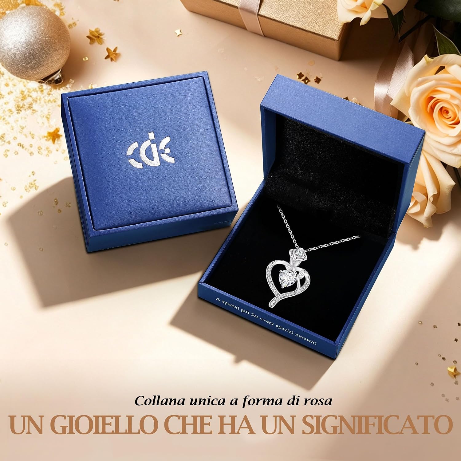 Thumbnail 5 de CDE Collana Cuore Rosa con Pietra di Nascita in Argento 925