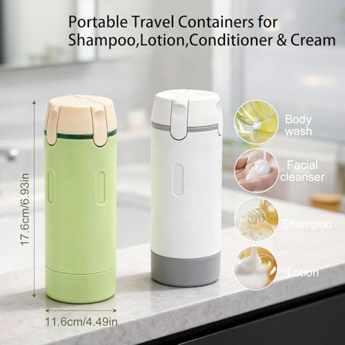 Detalle 2 de Zouwel 4-in-1 Travel Dispenser Bottles Set – Refillable, Leak-Proof & Portable (White)