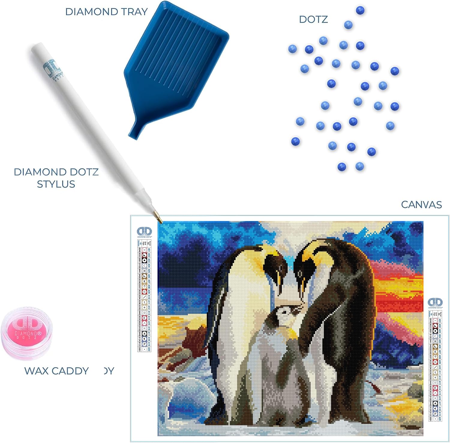 Thumbnail 4 de DIAMOND DOTZ 2592650 Original 5D Diamond Painting Set – Pinguin Familie (52 x 42 cm)