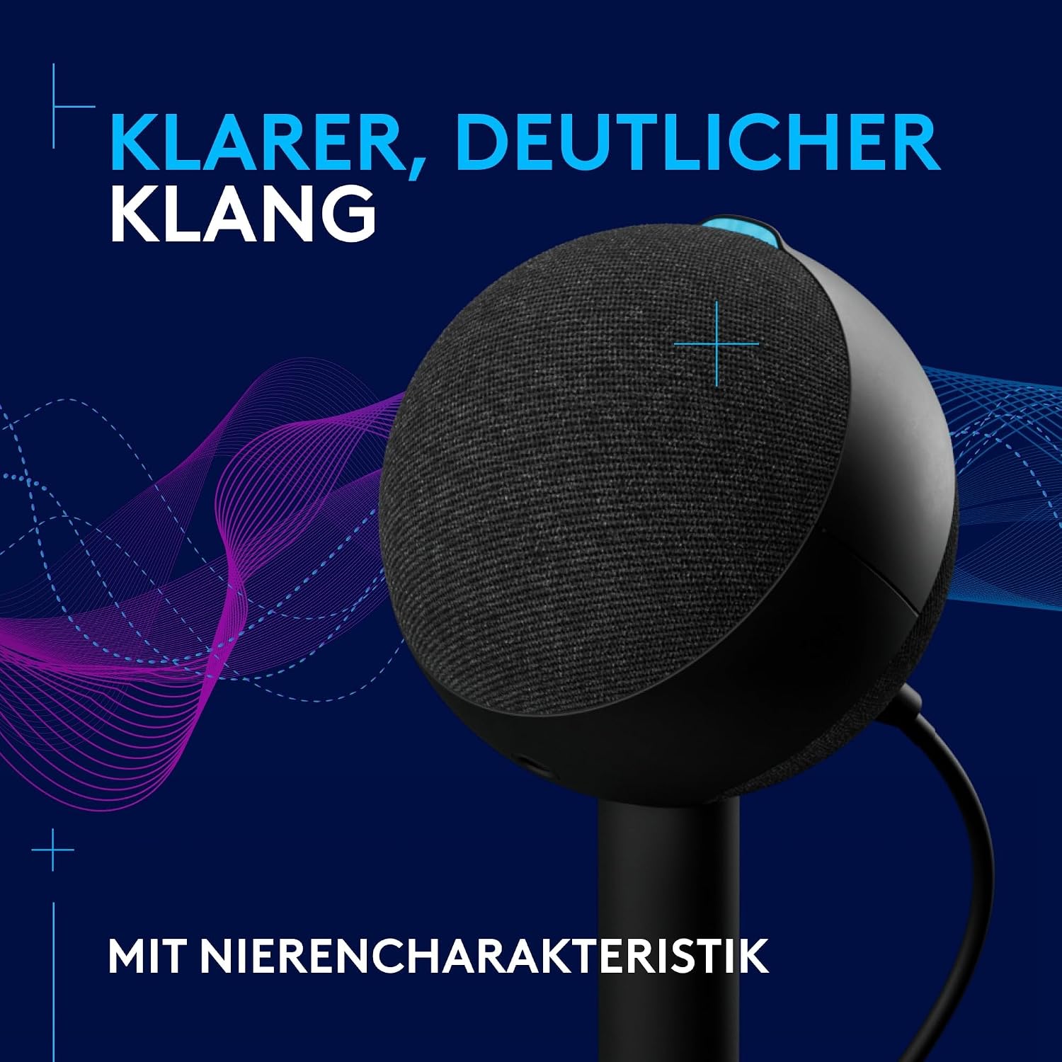 Detalle de Logitech G Yeti Orb USB-Gaming-Kondensatormikrofon mit RGB & LIGHTSYNC (Niere) für PC/Mac – Schwarz
