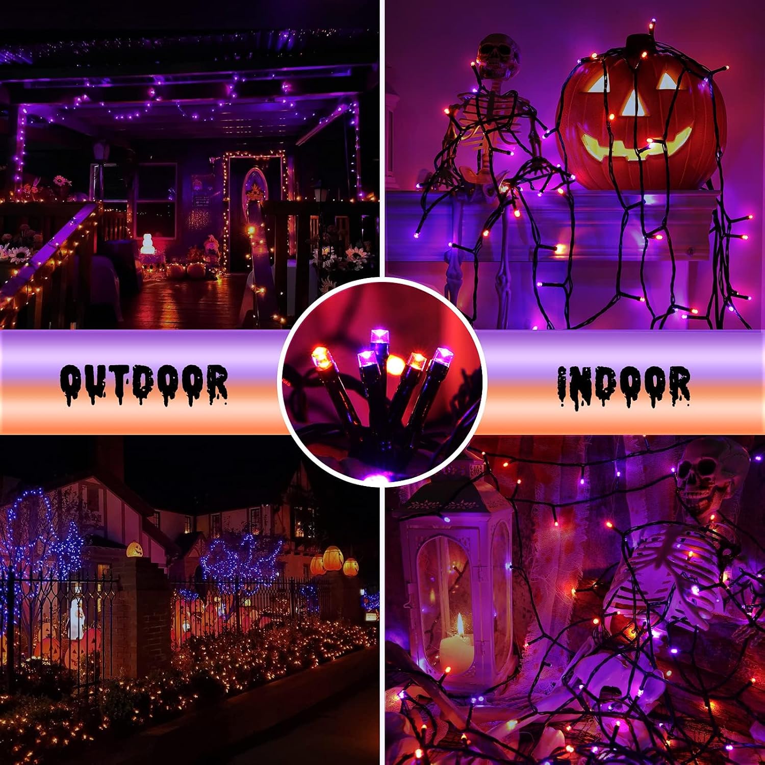 Detalle de NEXVIN Halloween Decorations Lights Outdoor – 20M 200 LED with Spooky Music and Motion Sensor