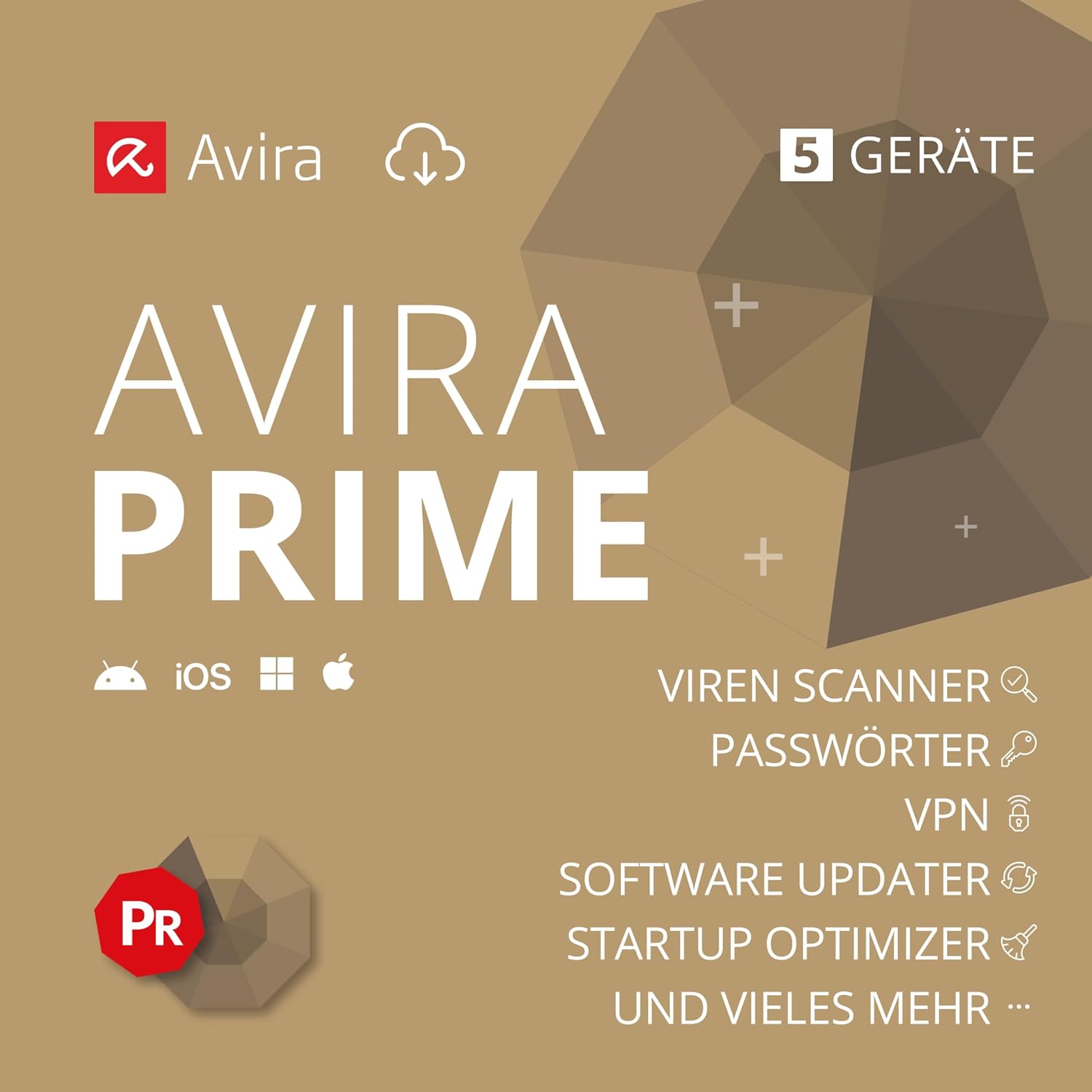 Detalle de Avira Prime (5 Geräte) – Antivirus & Security für 1 Jahr mit Aktivierungscode per E-Mail