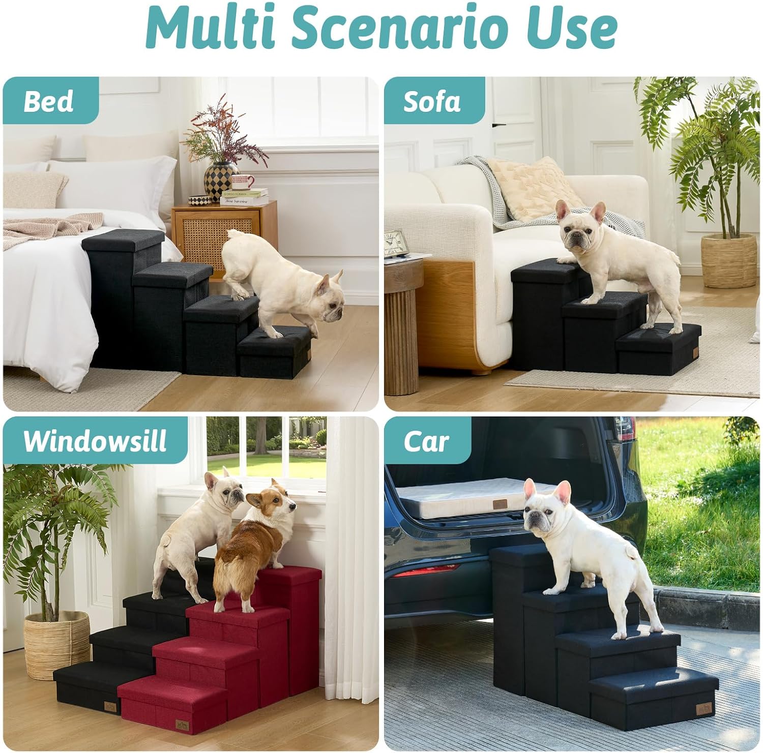 Thumbnail 6 de COZY KISS Dog Stair for Small Dogs with Storage – Foldable, Leakproof Cover and Lightweight Ramp for Chairs and Sofas