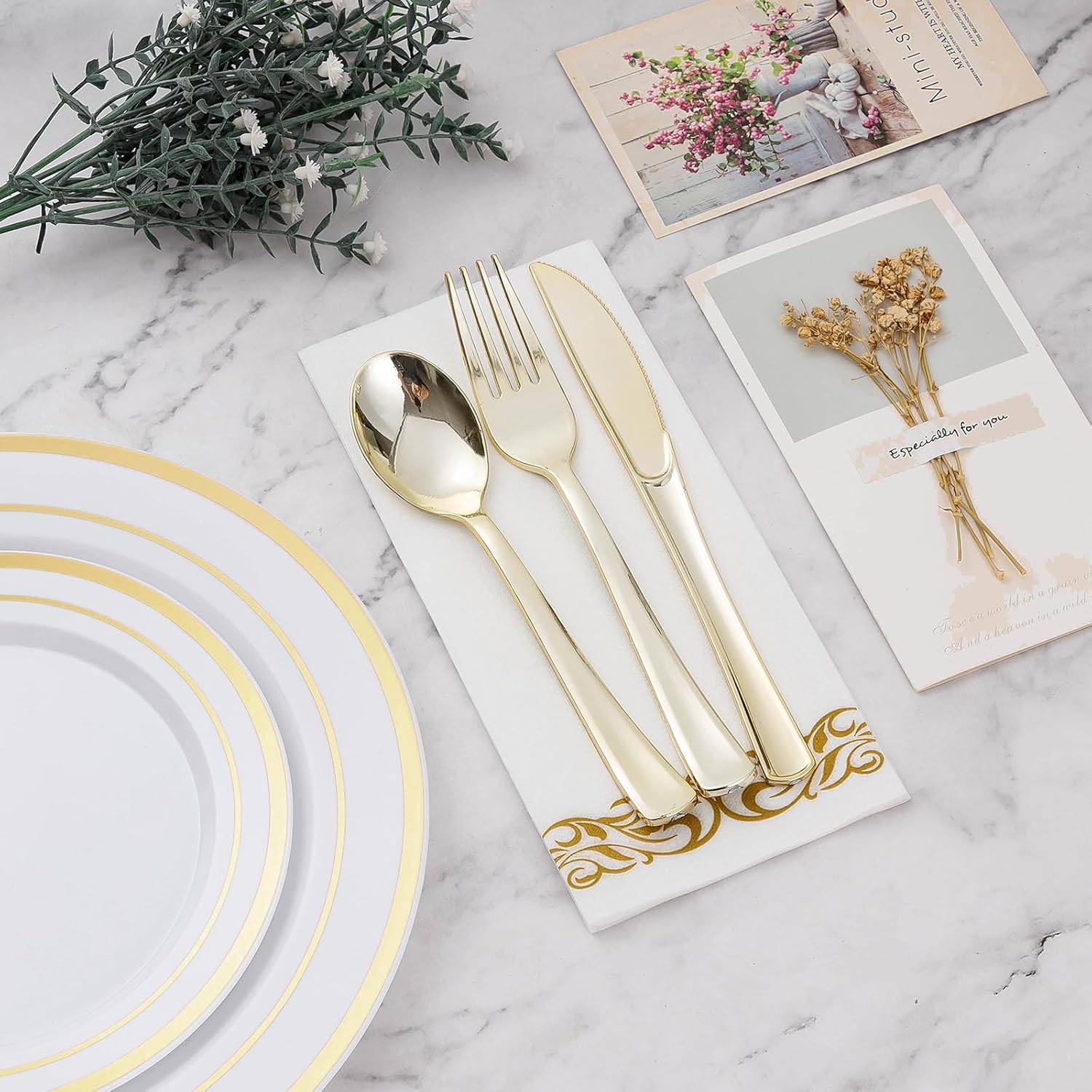 Thumbnail 4 de BESTVIP 700 PCS Gold Dinnerware Set for 100 Guests 🍽️