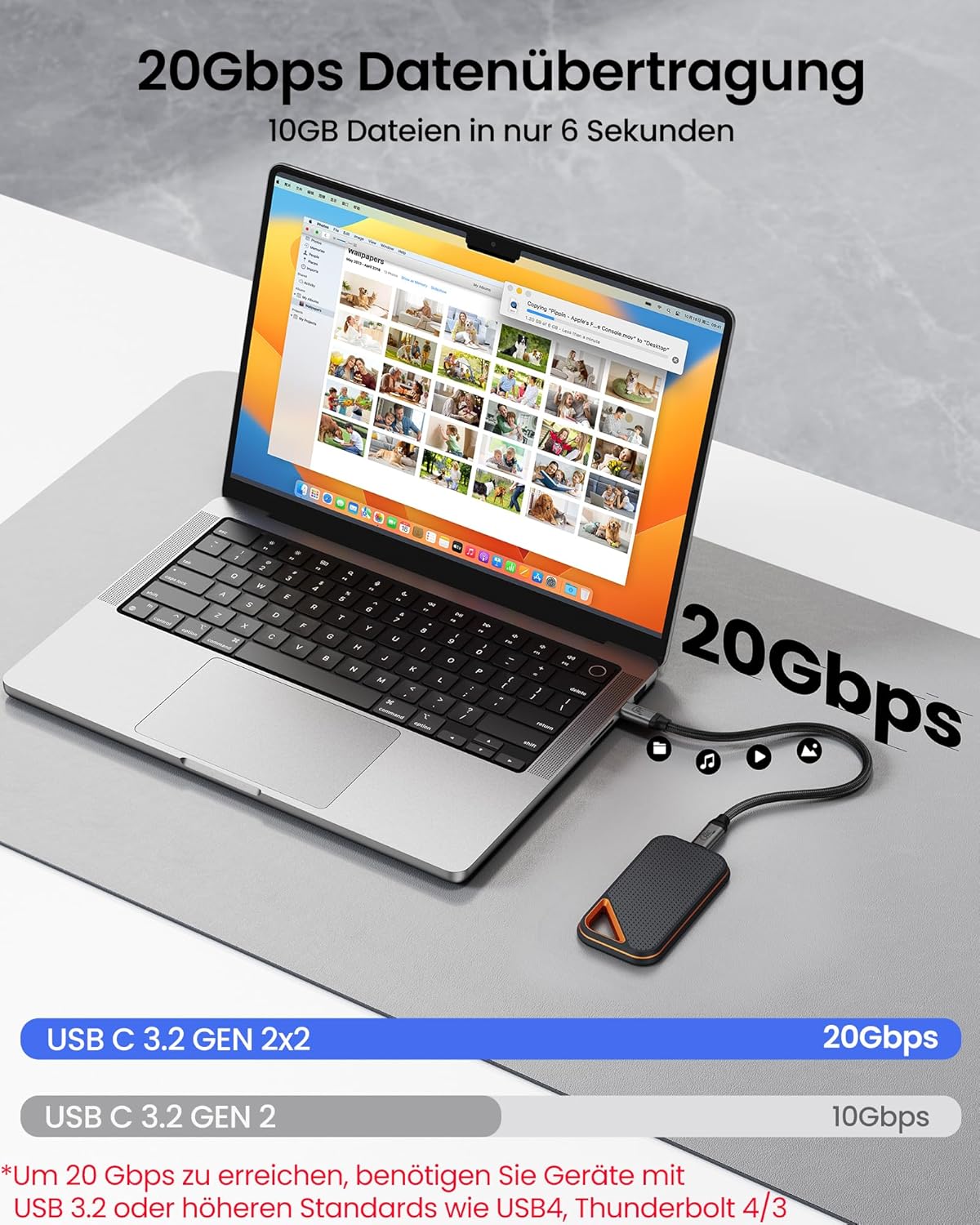 Thumbnail 1 de Silkland USB C Datenkabel 30cm 20Gbps