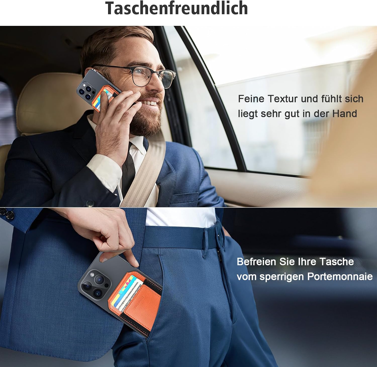Thumbnail 5 de nuoku Leder Wallet für MagSafe – Kartenhalter mit Magnetverschluss, kompatibel mit iPhone 15/14/13/12 Serien