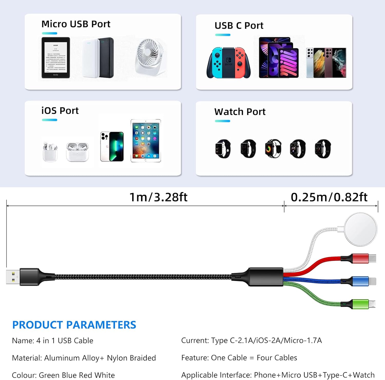 Thumbnail 3 de Travel Essentials 4-in-1 Charger 4FT