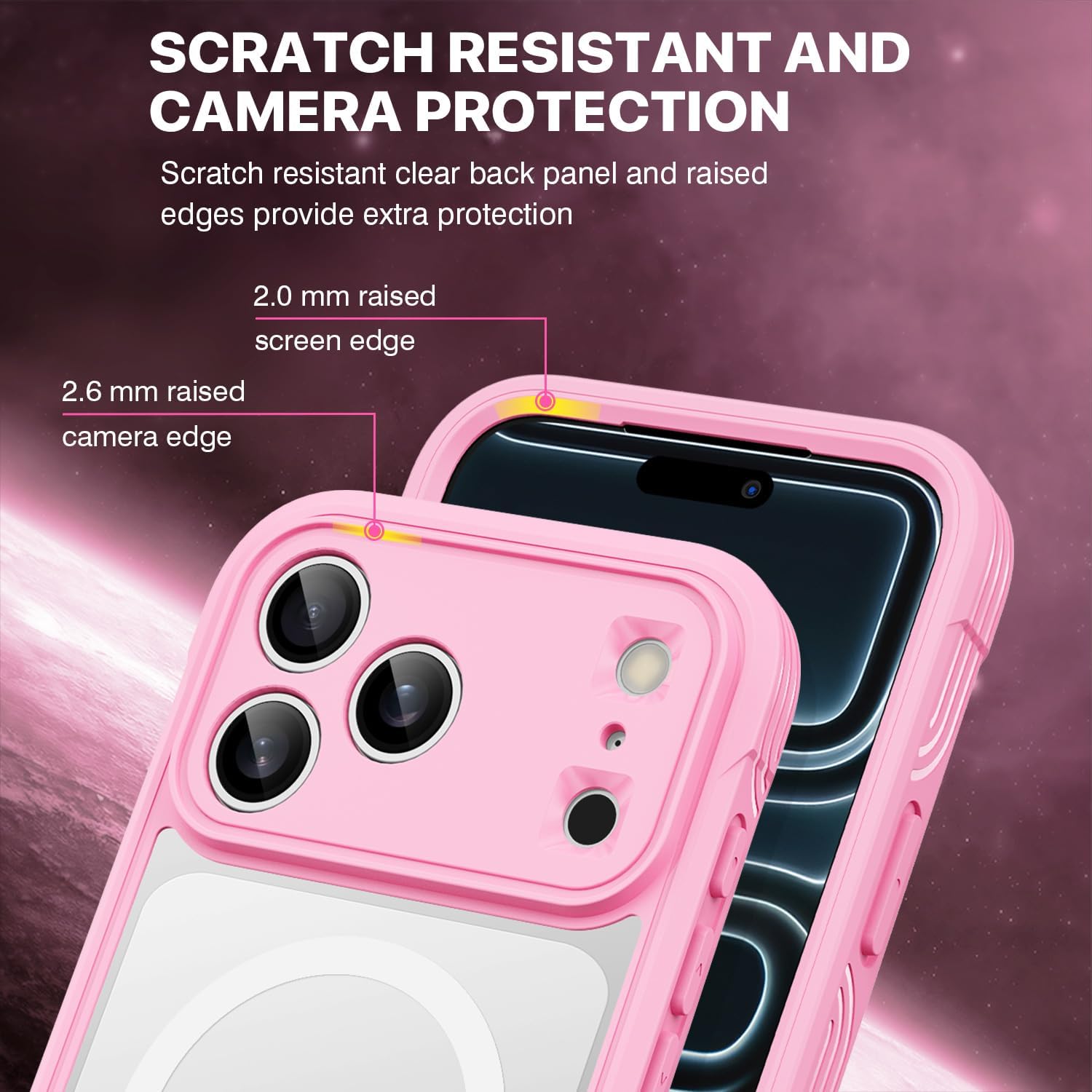 Thumbnail 5 de CENHUFO iPhone 17 Pro Max MagSafe case with built-in 9H glass screen protector – 360 shockproof full body, pink
