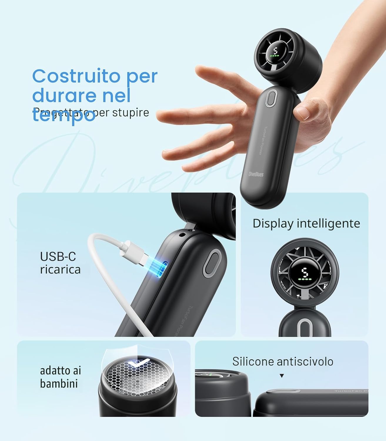 Thumbnail 4 de Diveblues iTurbo Ventilatore portatile: mini pieghevole, ricaricabile e 5 velocità