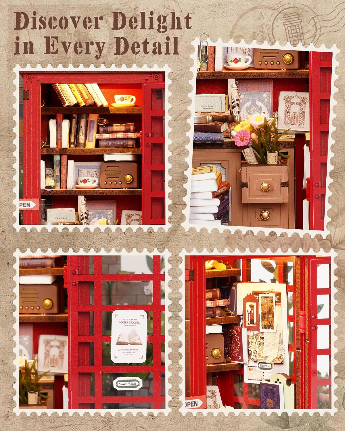 Thumbnail 3 de ROBOTIME Puzzle 3D en bois adulte Sakura « Blossom Book Booth »